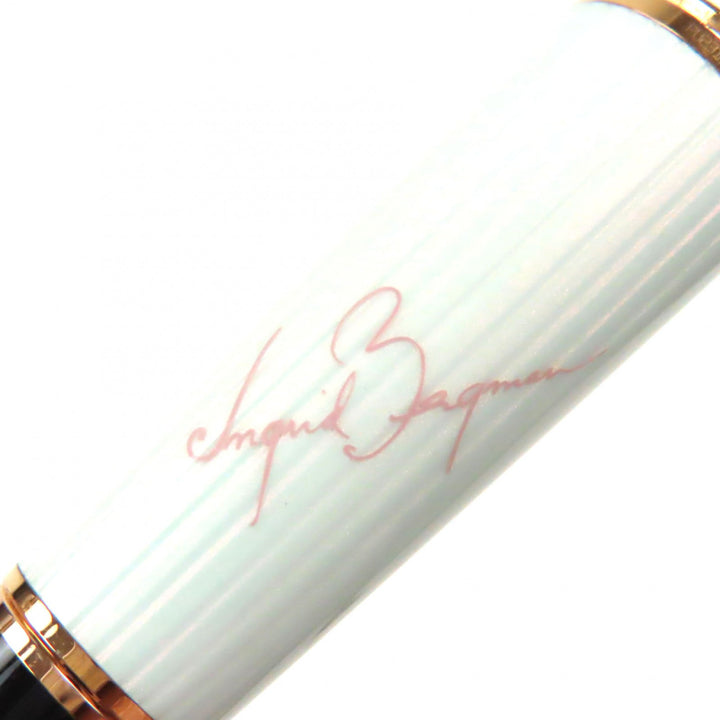 良品▼MONTBLANC モンブラン イングリッド・バークマン ラ・ドンナ カラーストーン付き ホワイトスター ボールペン 白 黒 筆記確認済み