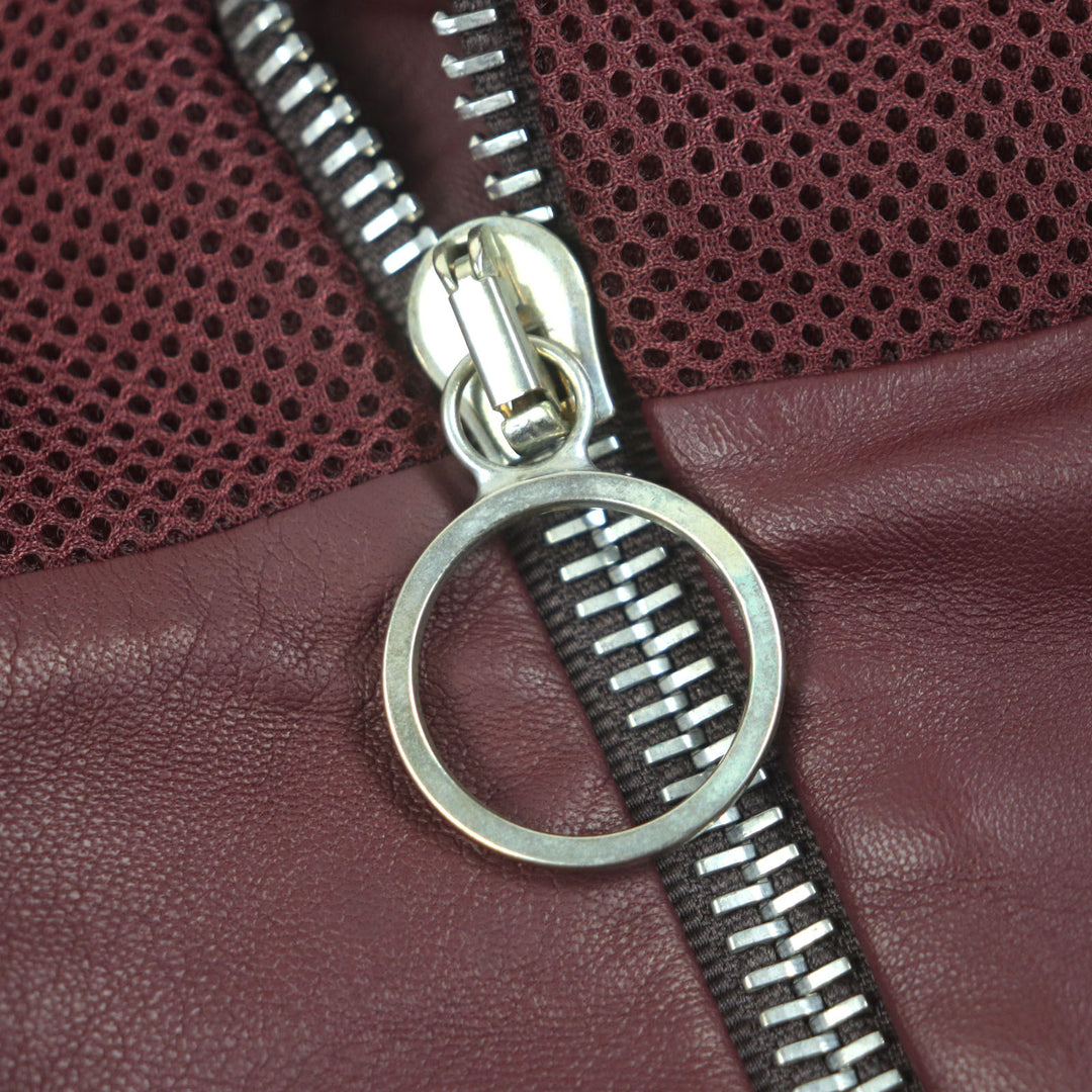 未使用品▼Paul Smith ポールスミス 羊革 ラムレザー メッシュ切替 ジップアップ ライダースジャケット ボルドー M 正規品 メンズ