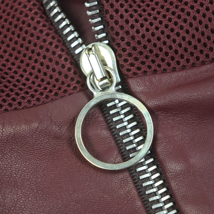 未使用品▼Paul Smith ポールスミス 羊革 ラムレザー メッシュ切替 ジップアップ ライダースジャケット ボルドー M 正規品 メンズ