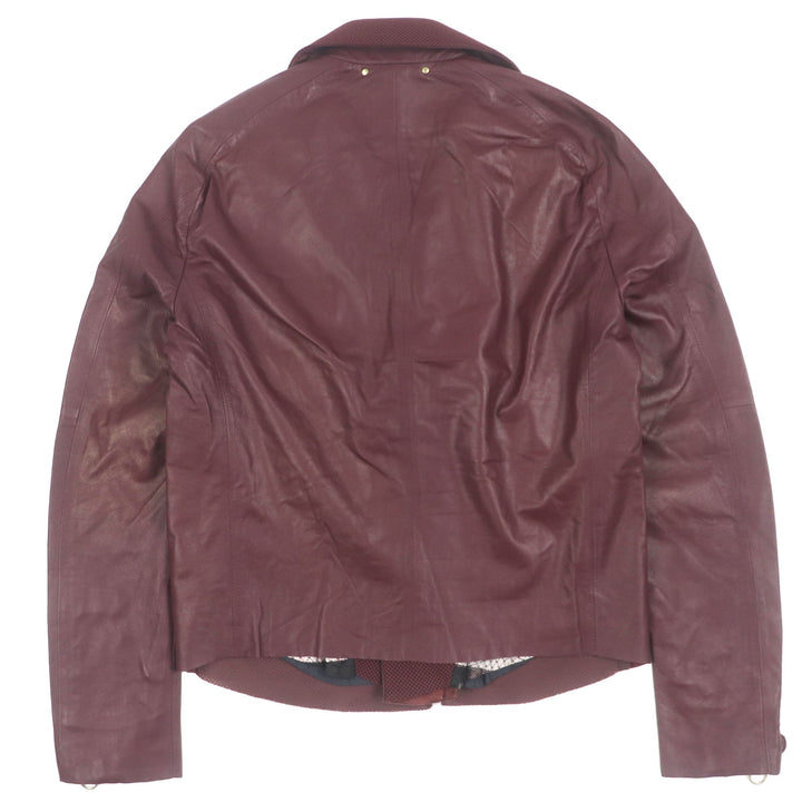 未使用品▼Paul Smith ポールスミス 羊革 ラムレザー メッシュ切替 ジップアップ ライダースジャケット ボルドー M 正規品 メンズ