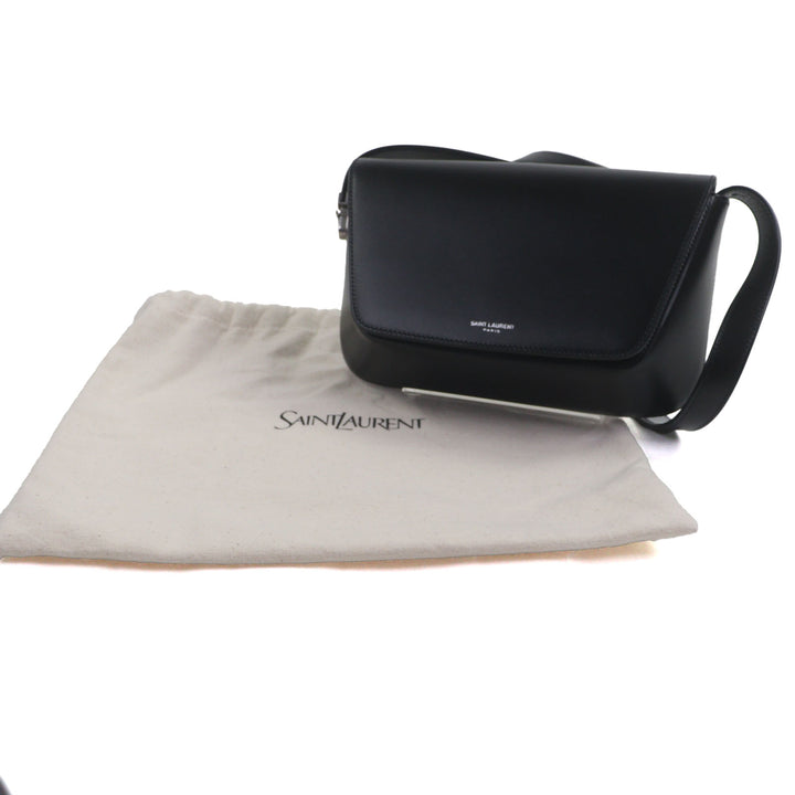 美品▼SAINT LAURENT PARIS サンローランパリ 821003 スモール クロスボディ スムースレザー フラップ ショルダーバッグ 定価264000円