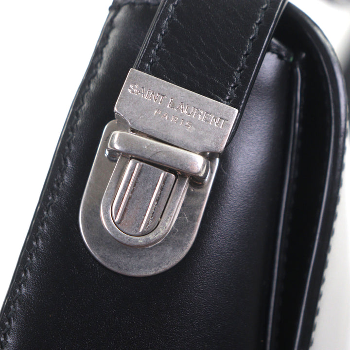 美品▼SAINT LAURENT PARIS サンローランパリ 821003 スモール クロスボディ スムースレザー フラップ ショルダーバッグ 定価264000円