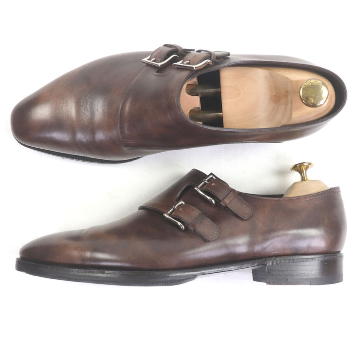 美品□John Lobb ジョンロブ チャペル ミュージアムカーフ 8000ラスト ダブルモンクシューズ ダークブラウン 9 E 英国製 定価344300円