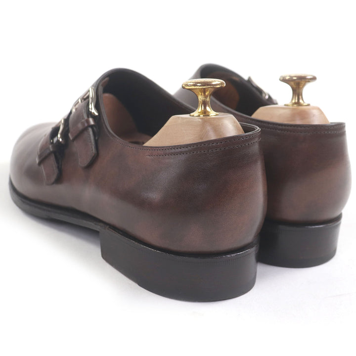 美品□John Lobb ジョンロブ チャペル ミュージアムカーフ 8000ラスト ダブルモンクシューズ ダークブラウン 9 E 英国製 定価344300円