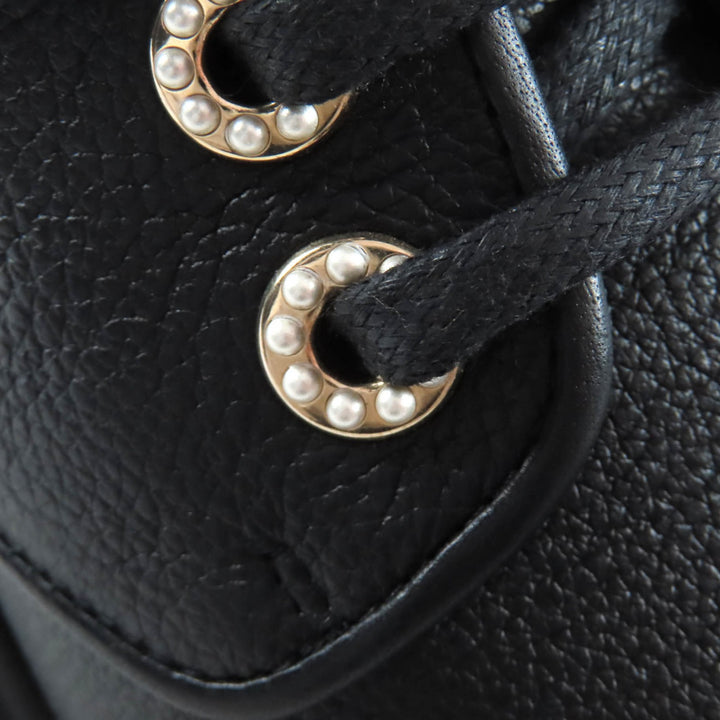 極美品★CHANEL シャネル 20B G36416 Fパール装飾 ココマーク レースアップ レザー ショートブーツ ブラック 36 箱付き イタリア製