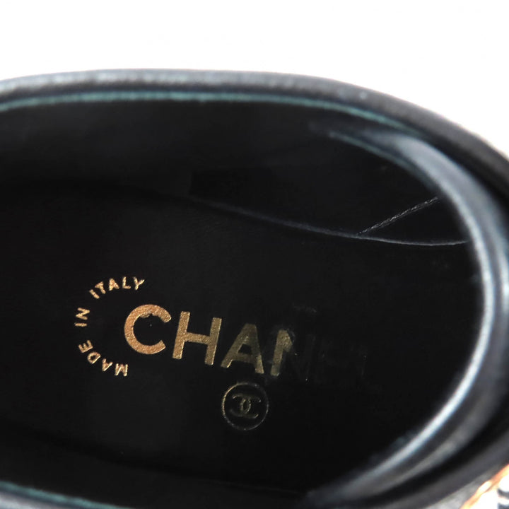 極美品★CHANEL シャネル 20B G36416 Fパール装飾 ココマーク レースアップ レザー ショートブーツ ブラック 36 箱付き イタリア製