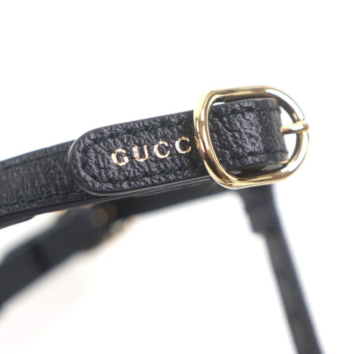 極美品▼GUCCI グッチ 692963 レザー インターロッキングG 犬用 胴輪 ハーネス ブラック ゴールド金具 XS 箱・保存袋付き 伊製 メンズ