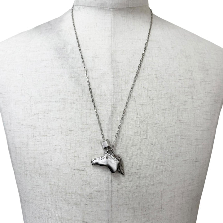 美品□HERMES エルメス タリスマン ペガサス チェーンネックレス アクセサリー シルバー イタリア製 メンズ レディース 箱付き オススメ