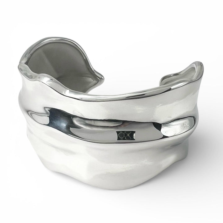 極美品▲TIFFANY&amp;Co. ティファニー ヴィンテージ 925 リーフ カフ バングル アクセサリー シルバー 箱付き 重量66.8g レディース
