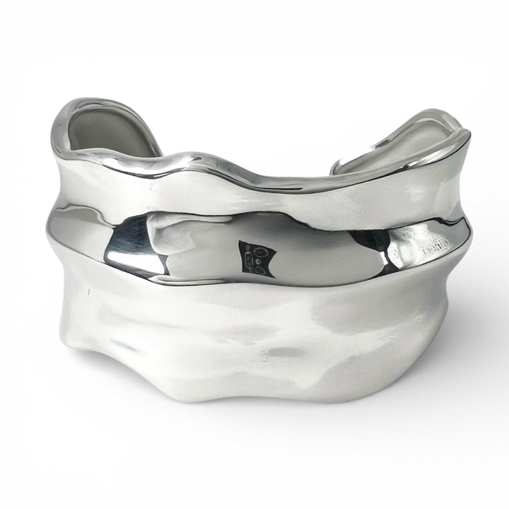 極美品▲TIFFANY&amp;Co. ティファニー ヴィンテージ 925 リーフ カフ バングル アクセサリー シルバー 箱付き 重量66.8g レディース
