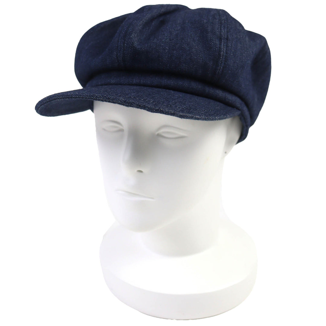 美品△PRADA プラダ 1HC551 コットン100％ トライアングルロゴ 三角プレート デニム キャスケット 帽子 インディゴブルー S 57cm 正規品
