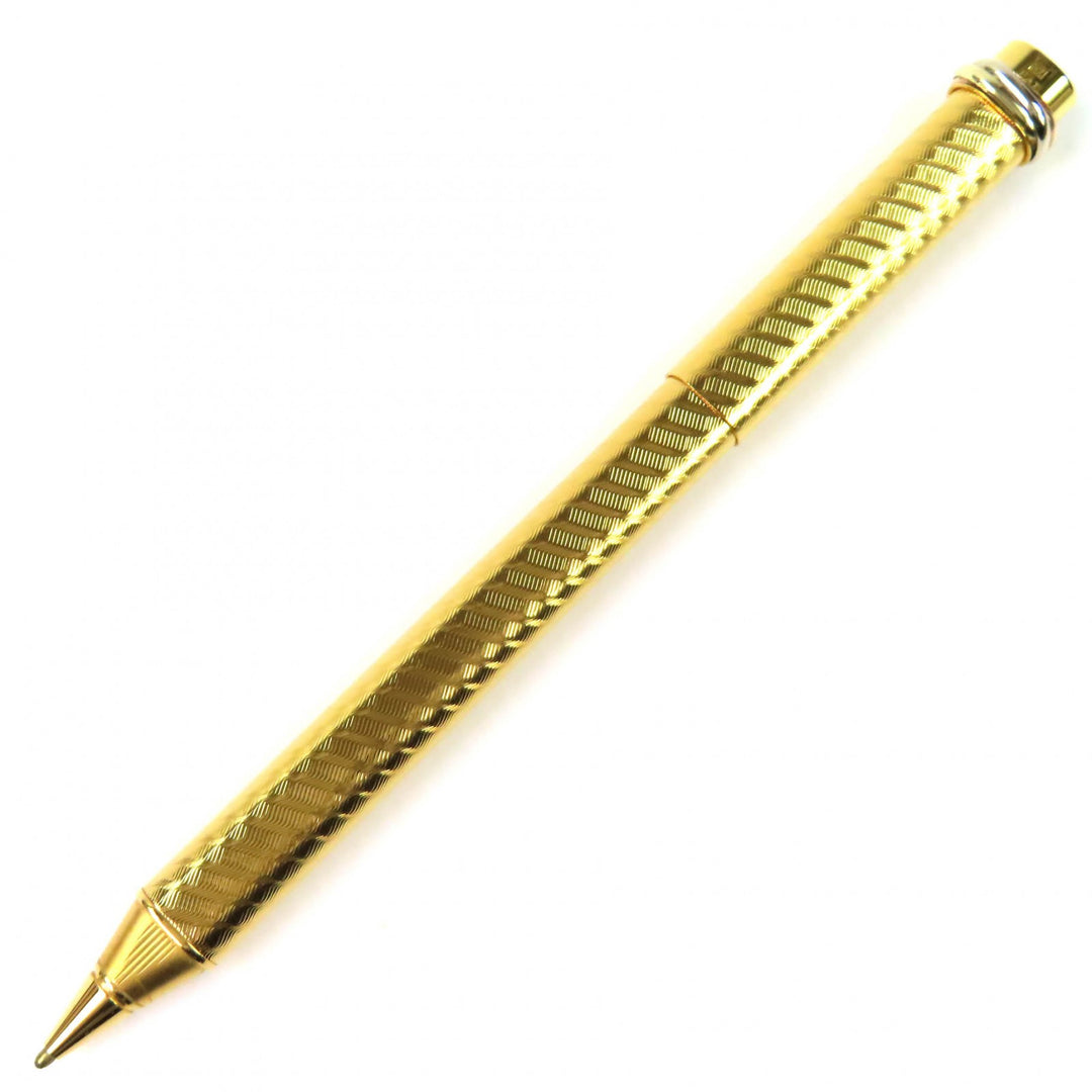 極美品△Cartier カルティエ ヴィンテージ トリニティ 螺旋柄 キャップ式 ボールペン ゴールド ケース付き フランス製 メンズ オススメ◎