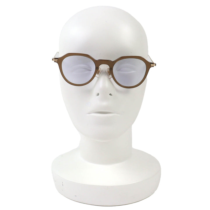 極美品△EYEVAN アイヴァン Alpha SPA アルファ メガネ 眼鏡 アイウェア クリアブラウン 45□22 145 袋・ケース付き 日本製 メンズ