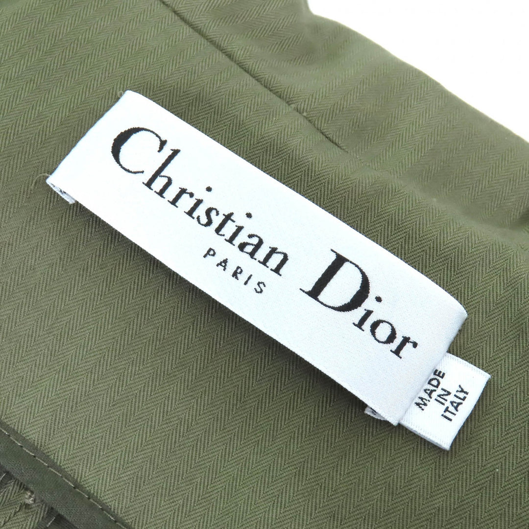 美品△Christian Dior クリスチャンディオール 857M82A3726 コットン100% Bee刺繍 フード付き ミリタリー ケープコート カーキ XS 正規品
