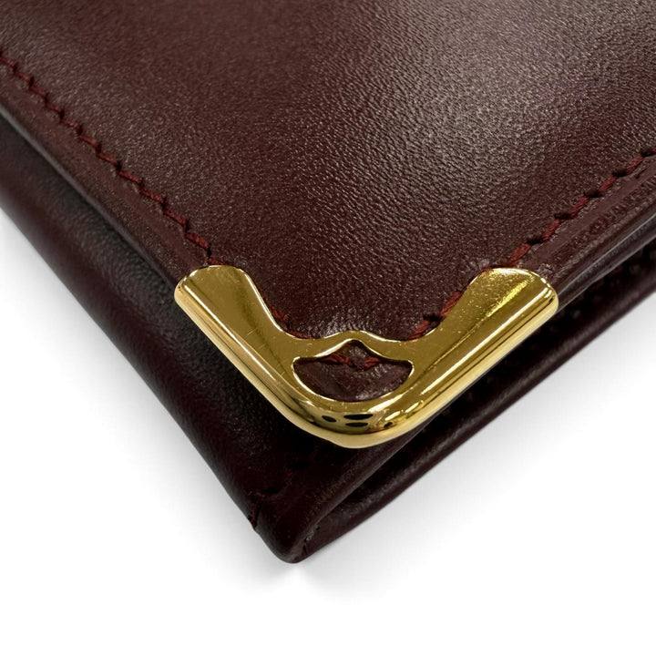 極美品☆Cartier カルティエ マストドゥカルティエ Cモチーフ レザー ロングウォレット 長財布 ボルドー ゴールド金具 イタリア製 箱付き