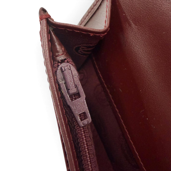 極美品☆Cartier カルティエ マストドゥカルティエ Cモチーフ レザー ロングウォレット 長財布 ボルドー ゴールド金具 イタリア製 箱付き