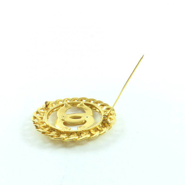 美品★CHANEL シャネル ヴィンテージ 96P ココマーク チェーンデザイン ブローチ アクセサリー ゴールド フランス製 レディース