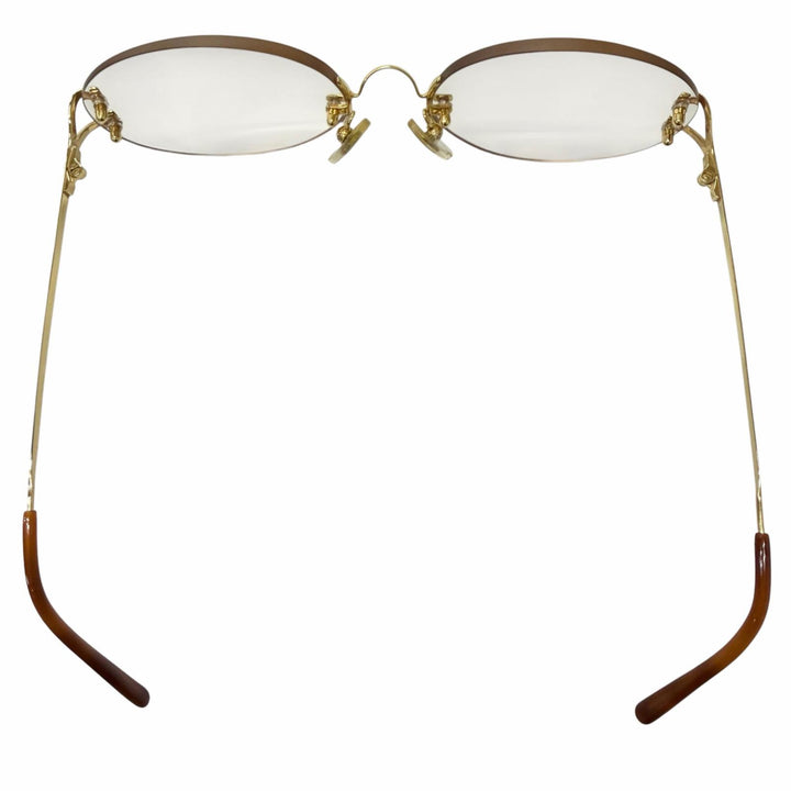 美品□Cartier カルティエ オーバルレンズ ツーポイント リムレス メガネ 眼鏡 アイウェア ゴールド ブラウン □18 度入り フランス製
