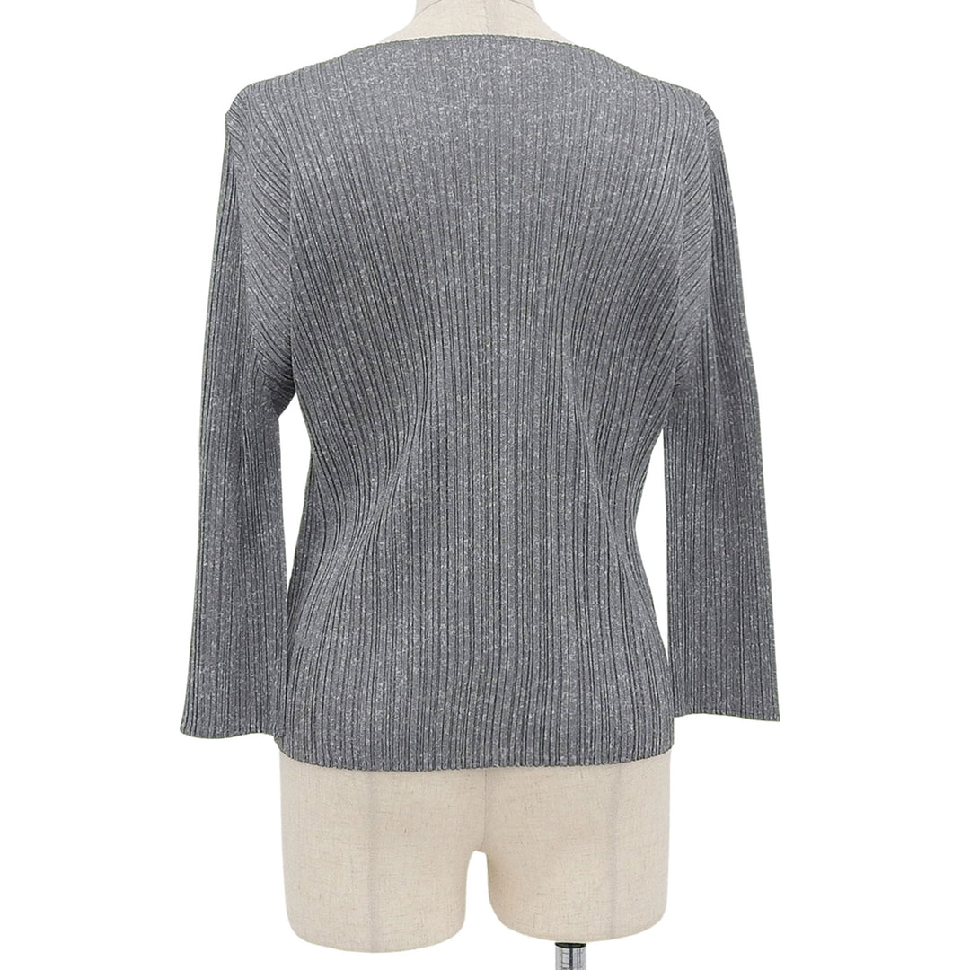 極美品▲PLEATS PLEASE プリーツプリーズ イッセイミヤケ PP01-JK112 七分袖 カットソー トップス グレー 3 日本製 正規品 レディース