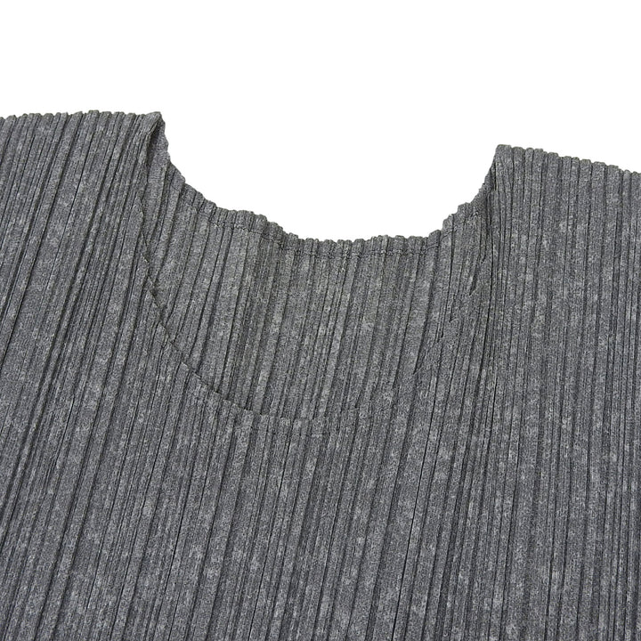極美品▲PLEATS PLEASE プリーツプリーズ イッセイミヤケ PP01-JK112 七分袖 カットソー トップス グレー 3 日本製 正規品 レディース