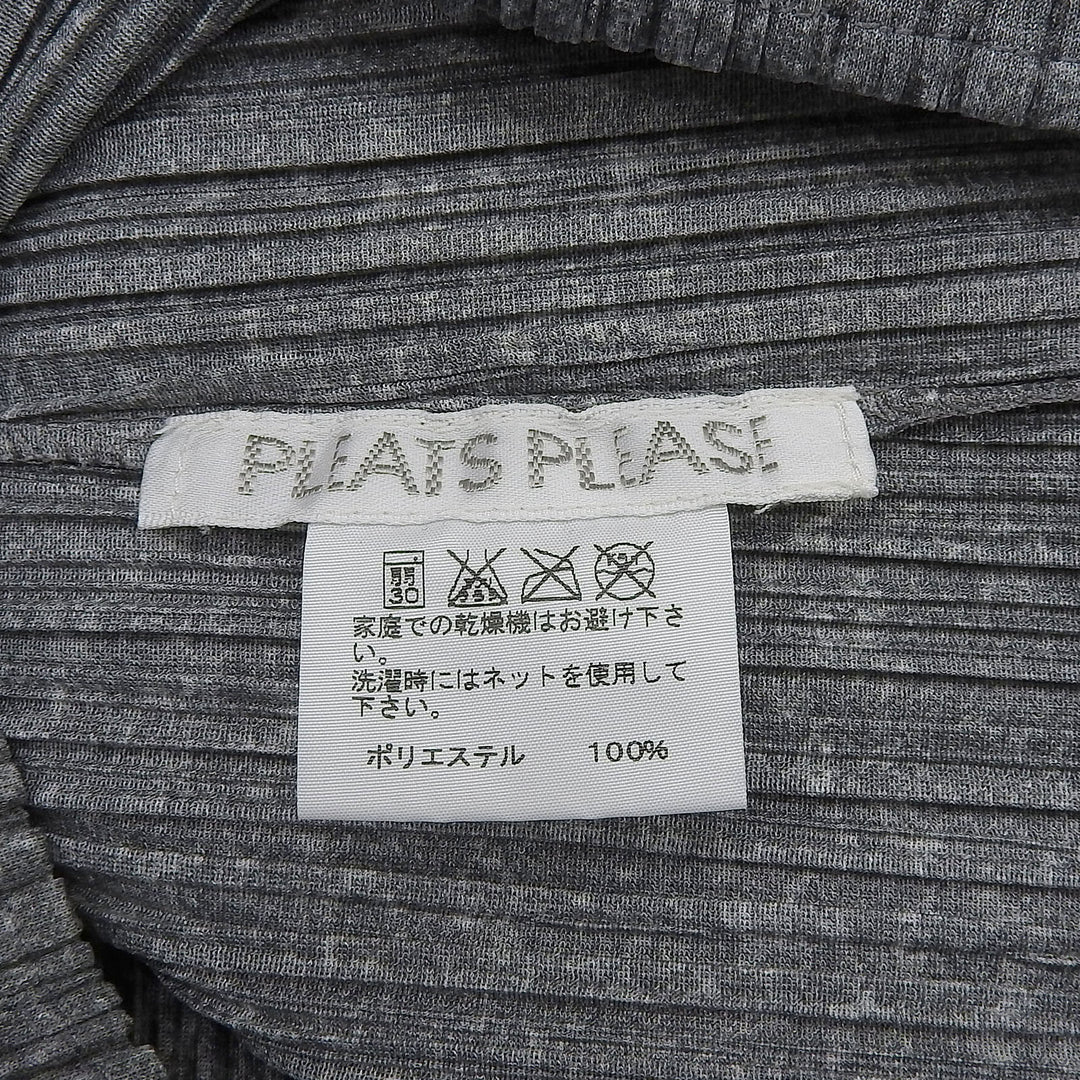 極美品▲PLEATS PLEASE プリーツプリーズ イッセイミヤケ PP01-JK112 七分袖 カットソー トップス グレー 3 日本製 正規品 レディース