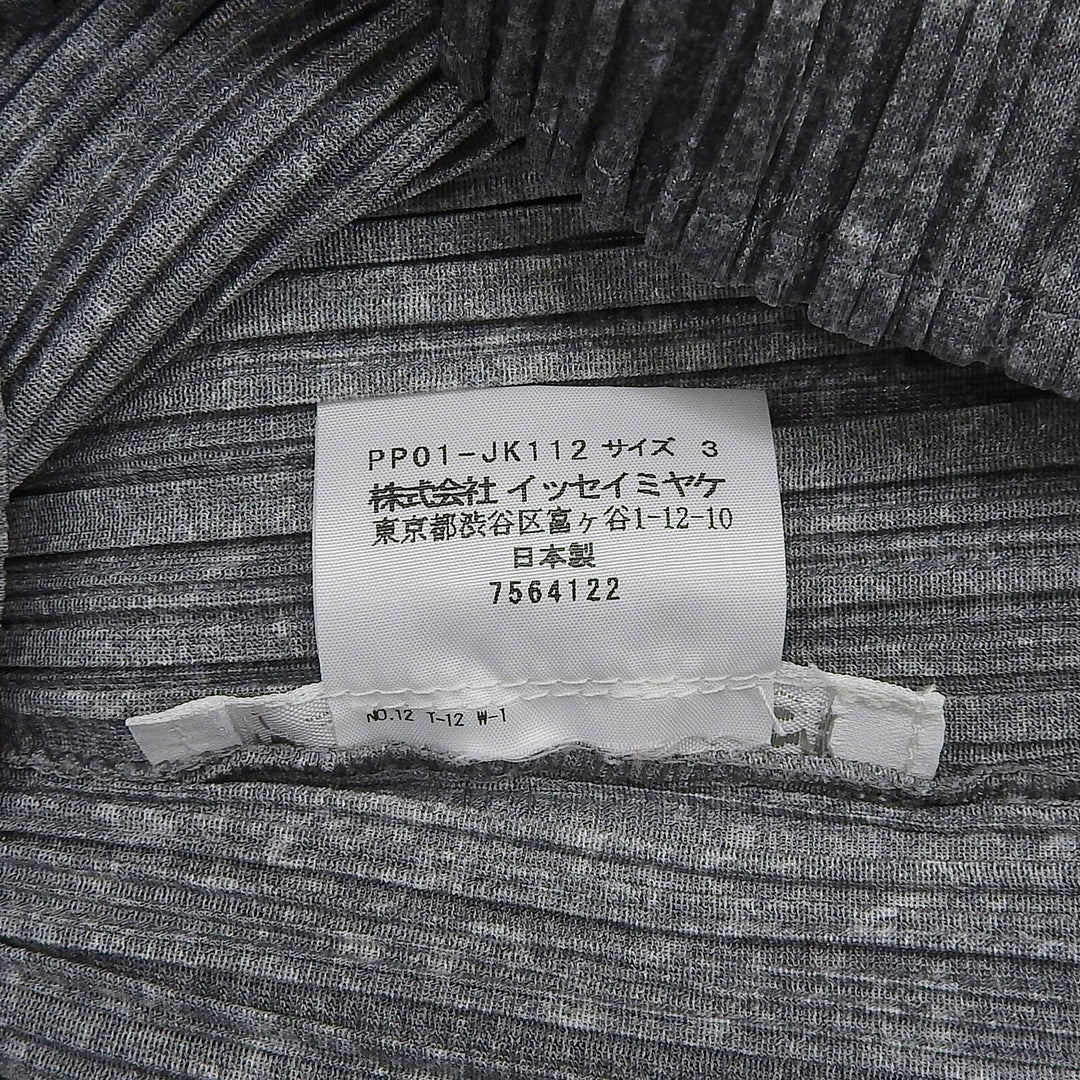 極美品▲PLEATS PLEASE プリーツプリーズ イッセイミヤケ PP01-JK112 七分袖 カットソー トップス グレー 3 日本製 正規品 レディース