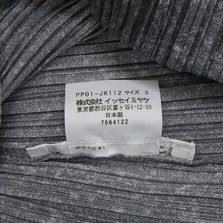 極美品▲PLEATS PLEASE プリーツプリーズ イッセイミヤケ PP01-JK112 七分袖 カットソー トップス グレー 3 日本製 正規品 レディース