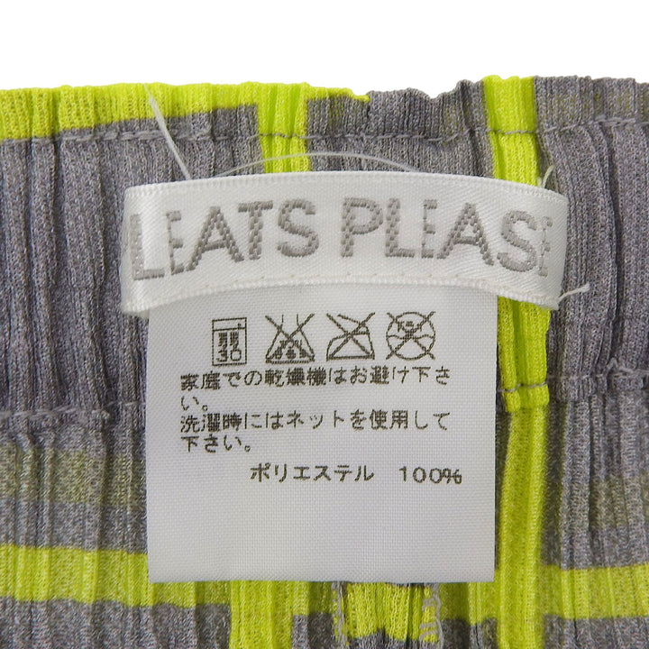 極美品▲PLEATS PLEASE プリーツプリーズ イッセイミヤケ PP61-JF414 格子柄 パンツ グレー イエロー 3 日本製 正規品 レディース