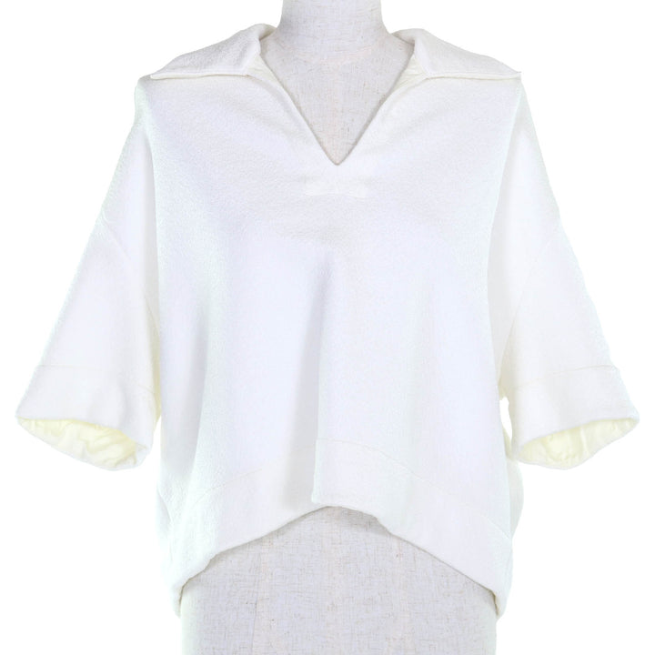 美品◇JIL SANDER ジルサンダー 25SS J02GL0108 ドロップショルダー Vネック 半袖シャツ プルオーバー 白 34 ハンガー付き 伊製 正規品