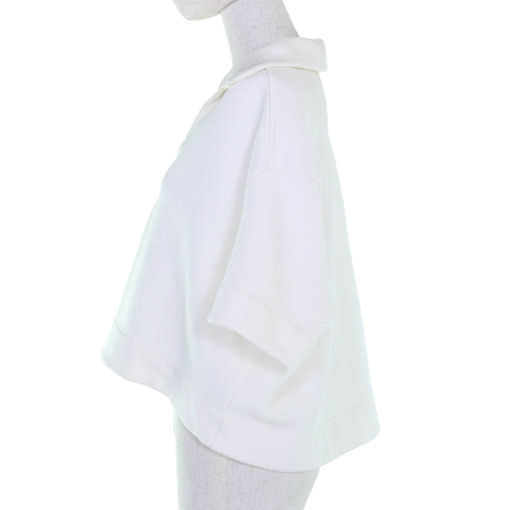 美品◇JIL SANDER ジルサンダー 25SS J02GL0108 ドロップショルダー Vネック 半袖シャツ プルオーバー 白 34 ハンガー付き 伊製 正規品