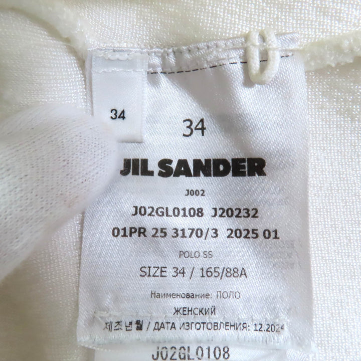 美品◇JIL SANDER ジルサンダー 25SS J02GL0108 ドロップショルダー Vネック 半袖シャツ プルオーバー 白 34 ハンガー付き 伊製 正規品