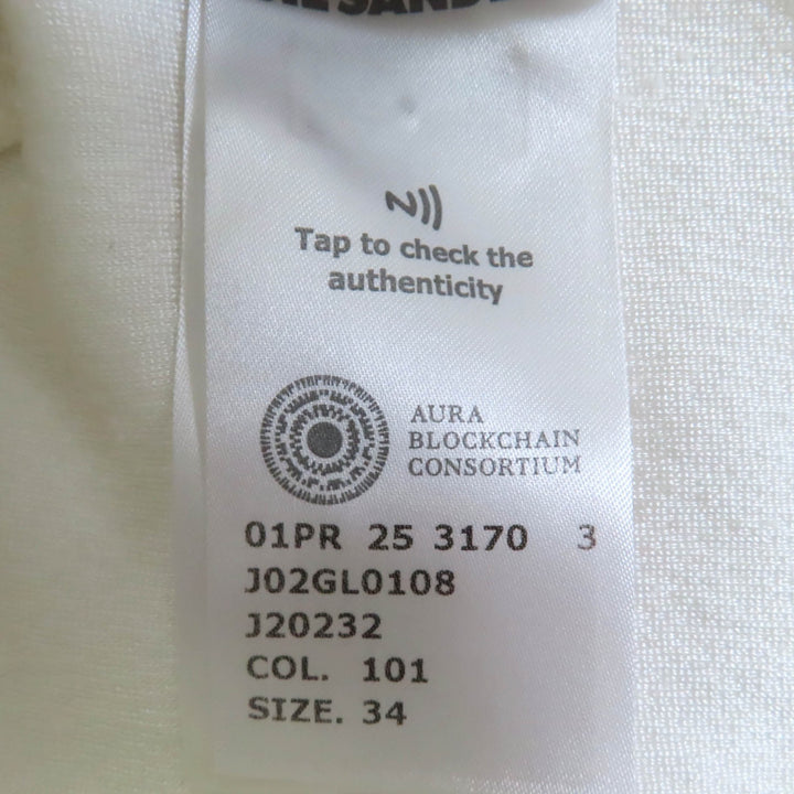 美品◇JIL SANDER ジルサンダー 25SS J02GL0108 ドロップショルダー Vネック 半袖シャツ プルオーバー 白 34 ハンガー付き 伊製 正規品
