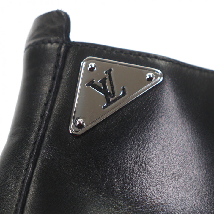未使用品▼LOUIS VUITTON ルイヴィトン レザー LVロゴ金具 プレーントゥ レースアップ アンクルブーツ ブラック 6 イタリア製 メンズ