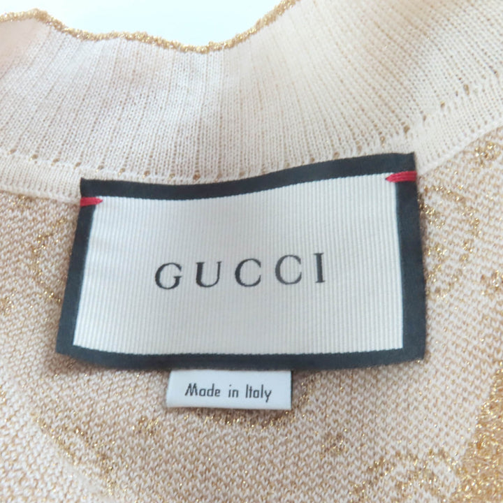 極美品★GUCCI グッチ 605910/605923 インターロッキングG ラメ ニット カーディガン＋スカート セットアップ カーデXS/スカートS 正規品