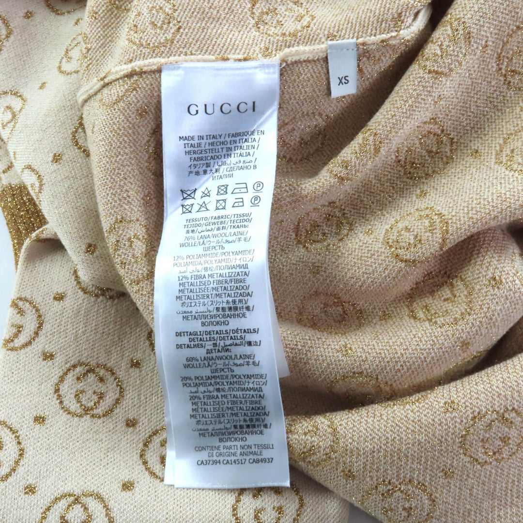 極美品★GUCCI グッチ 605910/605923 インターロッキングG ラメ ニット カーディガン＋スカート セットアップ カーデXS/スカートS 正規品