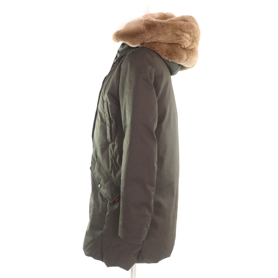 美品★WOOLRICH ウールリッチ WWOU0351 COCOON PARKA ラビットファー・フード付 比翼仕立て ダウンコート カーキ XS 正規品 レディース