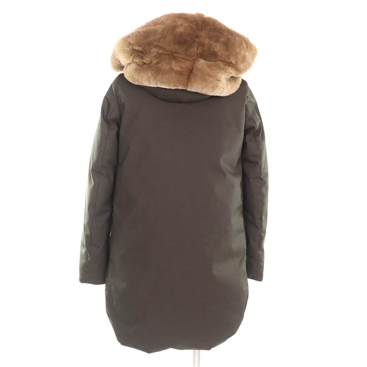 美品★WOOLRICH ウールリッチ WWOU0351 COCOON PARKA ラビットファー・フード付 比翼仕立て ダウンコート カーキ XS 正規品 レディース