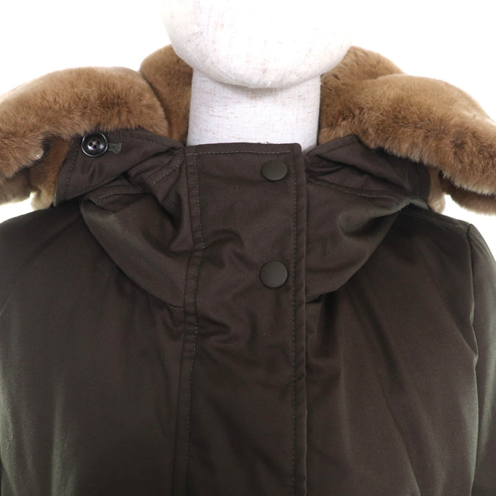 美品★WOOLRICH ウールリッチ WWOU0351 COCOON PARKA ラビットファー・フード付 比翼仕立て ダウンコート カーキ XS 正規品 レディース