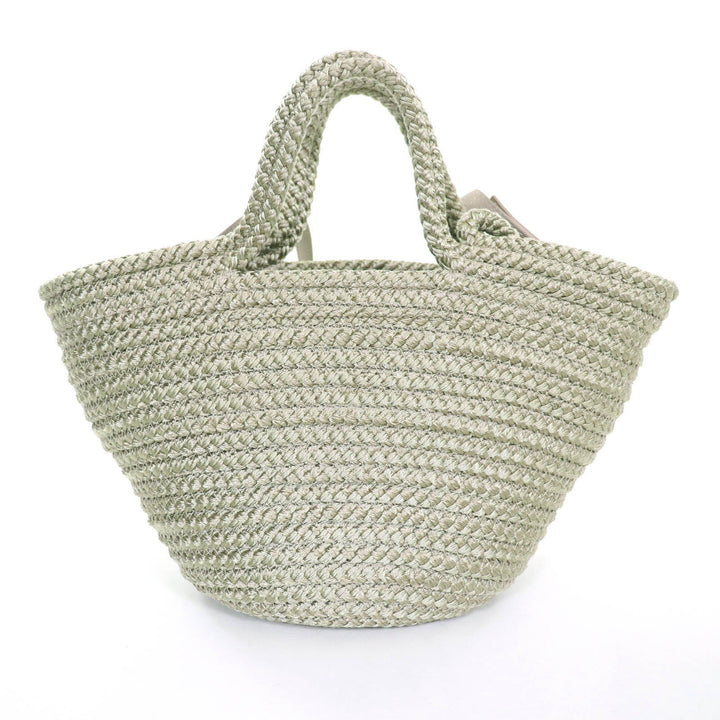 極美品★BALENCIAGA バレンシアガ 695612 イビザ スモール ロゴパッチ付 2way バスケットバッグ カーキ 保存袋付 イタリア製 レディース