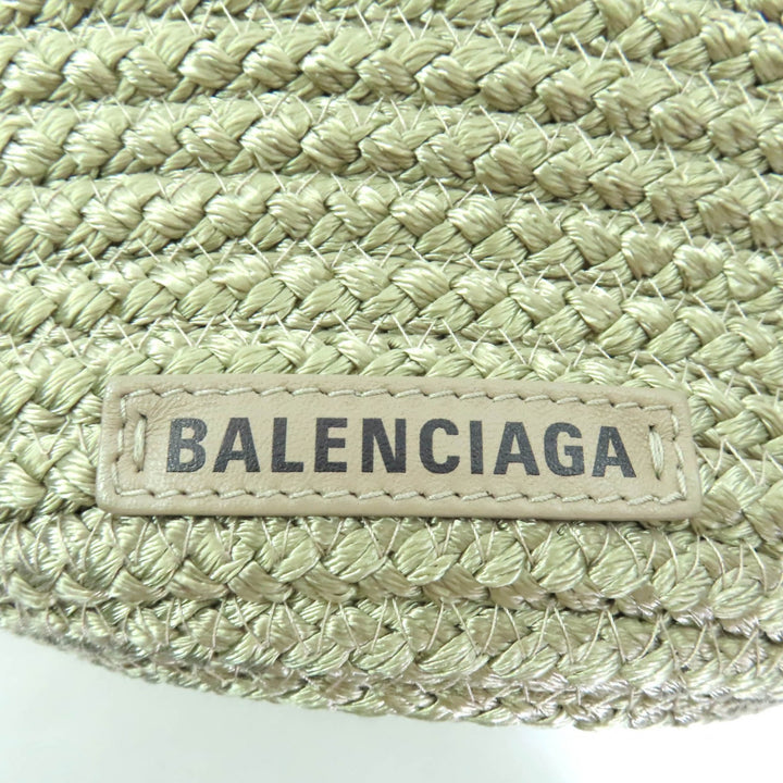 極美品★BALENCIAGA バレンシアガ 695612 イビザ スモール ロゴパッチ付 2way バスケットバッグ カーキ 保存袋付 イタリア製 レディース