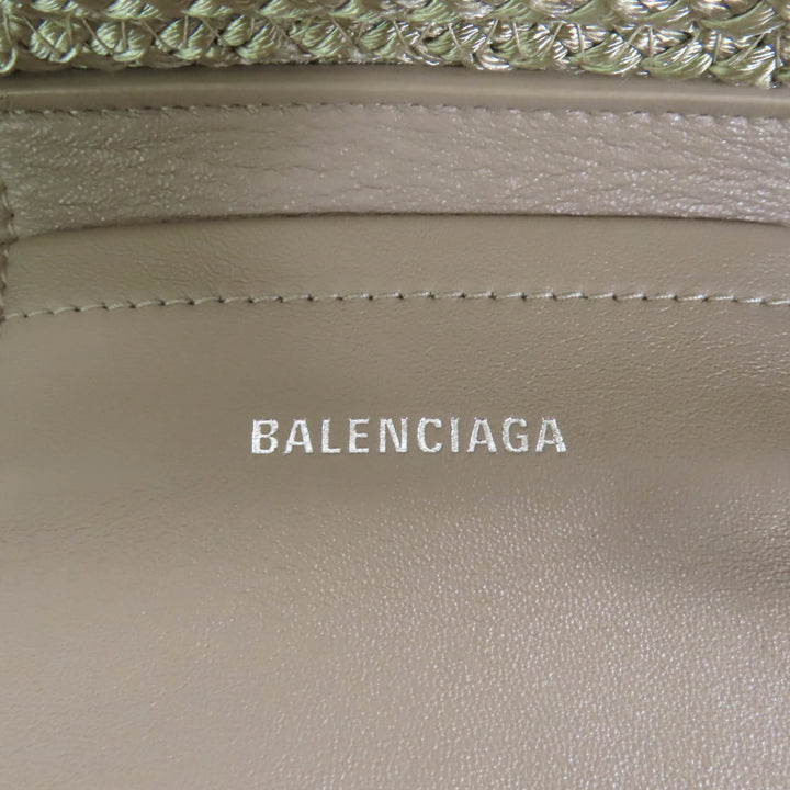 極美品★BALENCIAGA バレンシアガ 695612 イビザ スモール ロゴパッチ付 2way バスケットバッグ カーキ 保存袋付 イタリア製 レディース