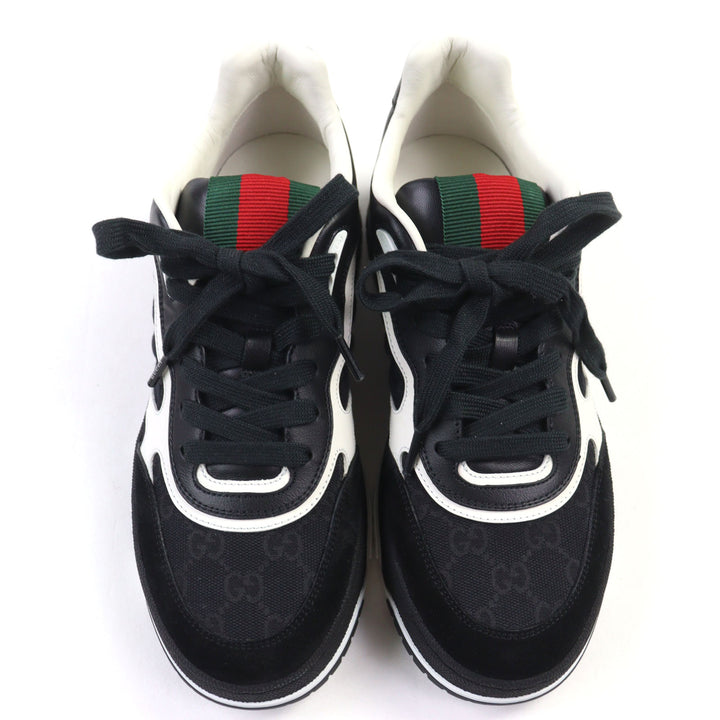 未使用品◇GUCCI グッチ 24AW 807057 リウェブ GGキャンバス シェリーライン スニーカー 黒 39.5 箱・保存袋付き レディース メンズ可◎