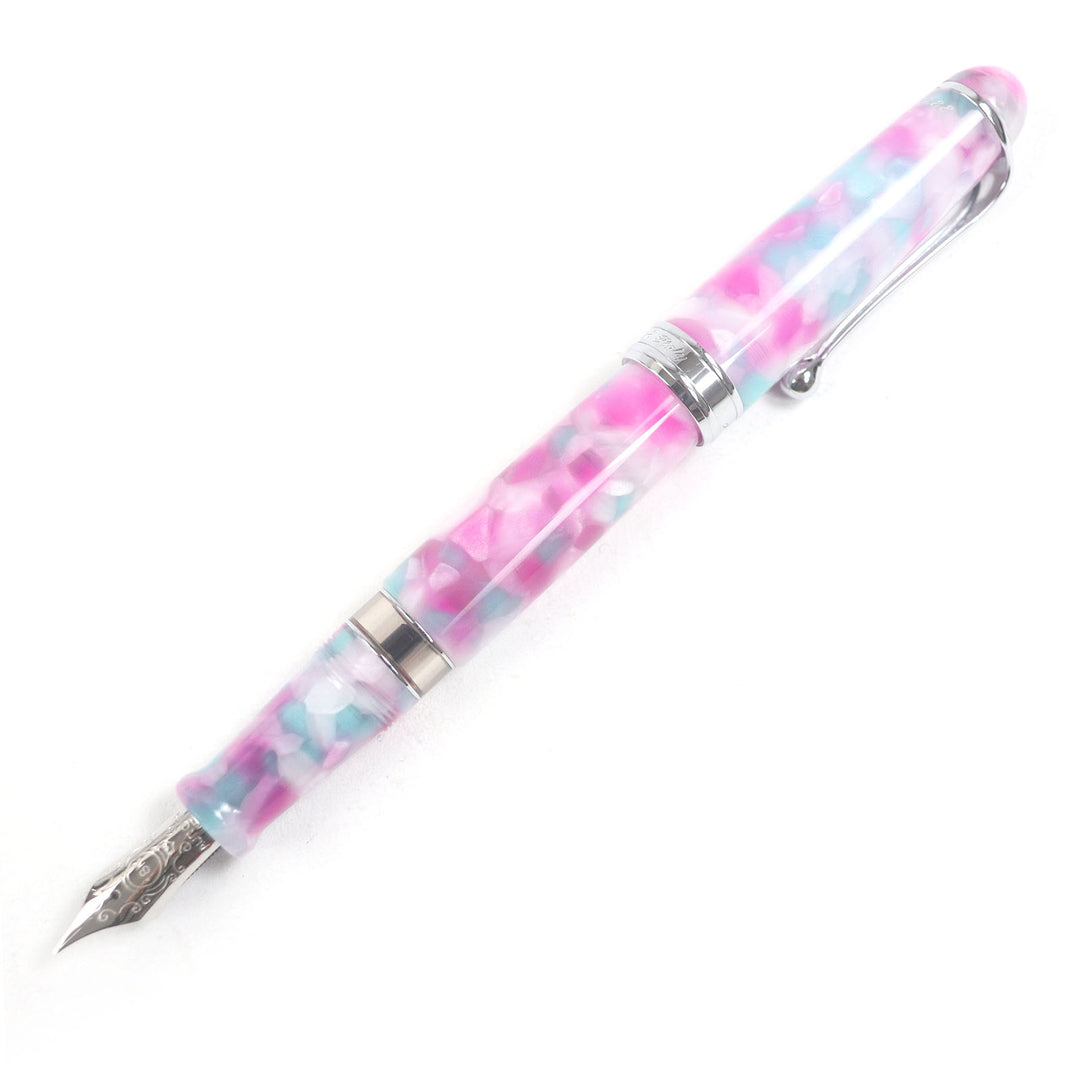 未使用品□AURORA アウロラ ヴィアッジオ セグレート 18K Fニブ MANTOVA マントヴァ 万年筆 ピンク ブルー 箱・ケース付き 伊製 843/888