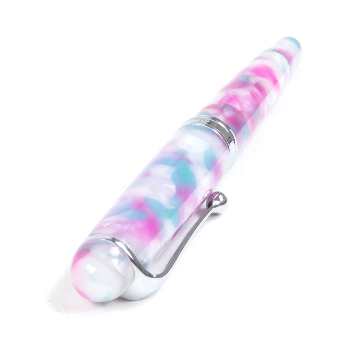 未使用品□AURORA アウロラ ヴィアッジオ セグレート 18K Fニブ MANTOVA マントヴァ 万年筆 ピンク ブルー 箱・ケース付き 伊製 843/888