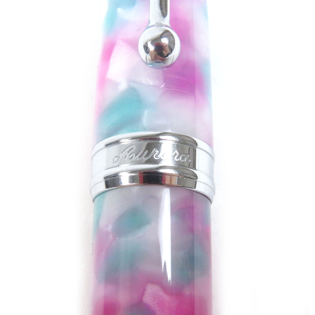 未使用品□AURORA アウロラ ヴィアッジオ セグレート 18K Fニブ MANTOVA マントヴァ 万年筆 ピンク ブルー 箱・ケース付き 伊製 843/888