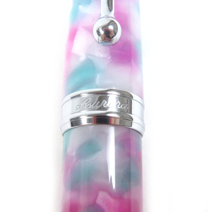 未使用品□AURORA アウロラ ヴィアッジオ セグレート 18K Fニブ MANTOVA マントヴァ 万年筆 ピンク ブルー 箱・ケース付き 伊製 843/888