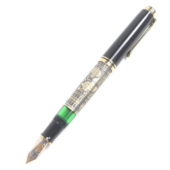 極美品□PERIKAN ペリカン M900 スーベレーン ビッグトレド ペン先18K Fニブ キャップ式 万年筆 ブラック ゴールド ケース付き ドイツ製