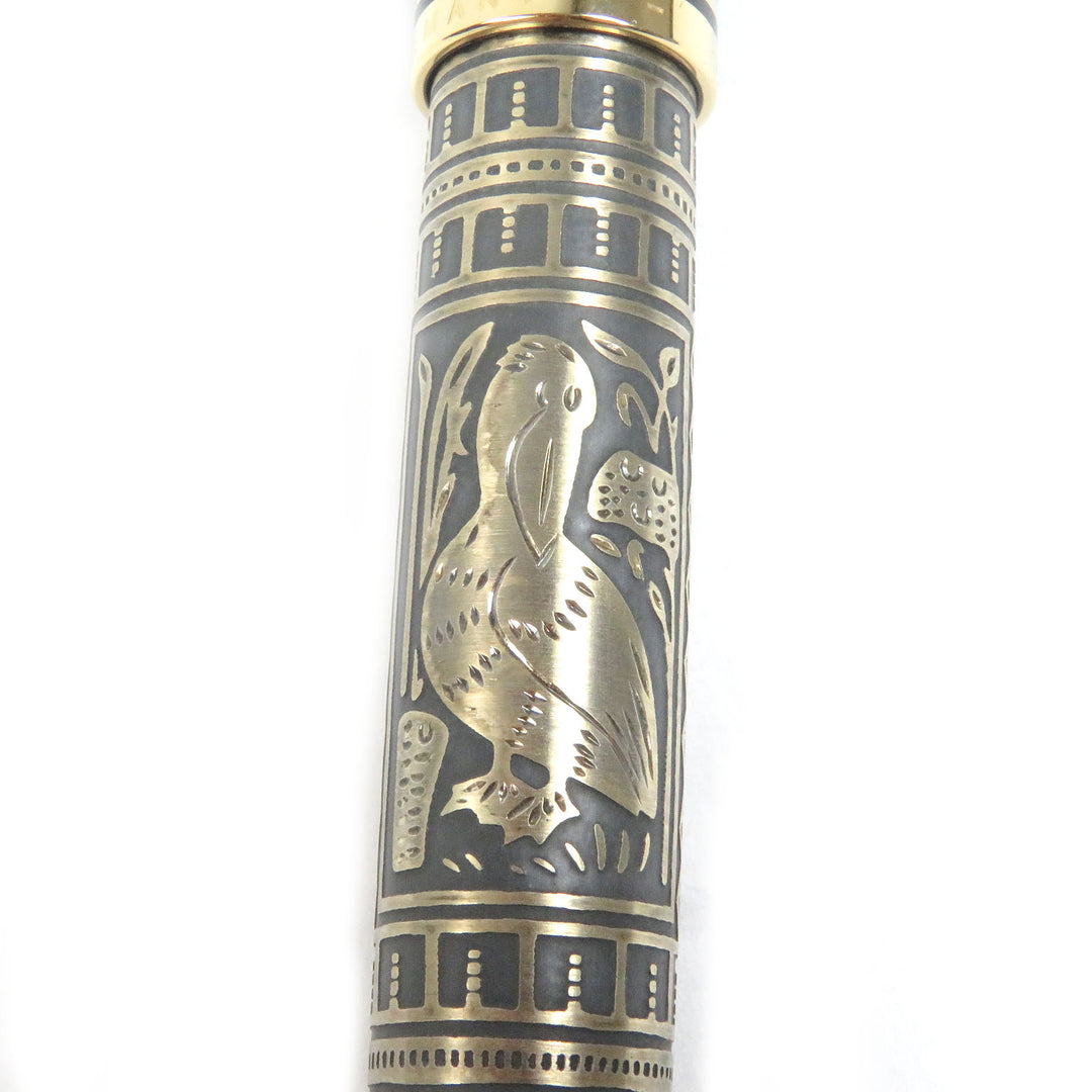 極美品□PERIKAN ペリカン M900 スーベレーン ビッグトレド ペン先18K Fニブ キャップ式 万年筆 ブラック ゴールド ケース付き ドイツ製