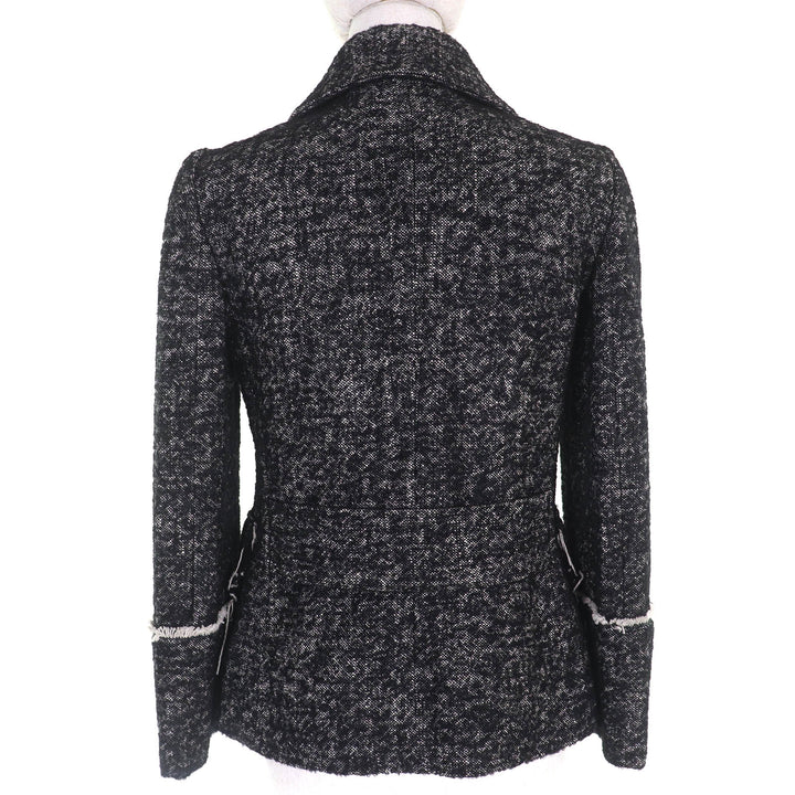 未使用品△DOLCE&amp;GABBANA ドルチェ＆ガッバーナ F28PGT 黒タグ 裏地フローラルプリント ロゴボタン ツイード ジャケット 36 正規品 伊製