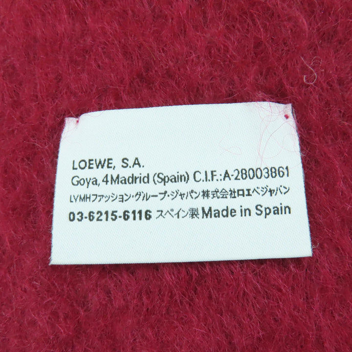 極美品☆LOEWE ロエベ モヘア ウール モノグラムレザーパッチ付・フリンジ付 マフラー マルチカラー スペイン製 正規品 レディース
